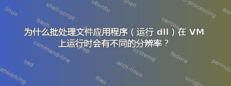 为什么批处理文件应用程序（运行 dll）在 VM 上运行时会有不同的分辨率？