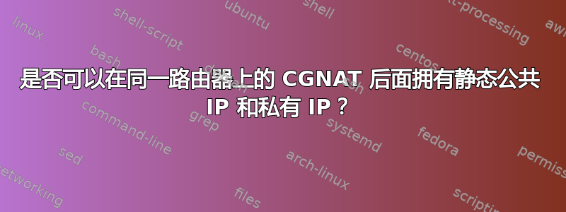 是否可以在同一路由器上的 CGNAT 后面拥有静态公共 IP 和私有 IP？