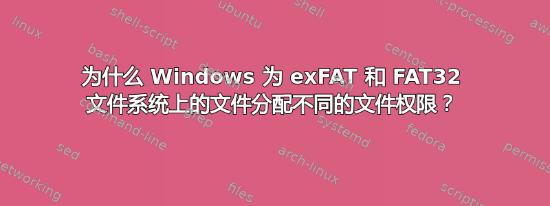 为什么 Windows 为 exFAT 和 FAT32 文件系统上的文件分配不同的文件权限？