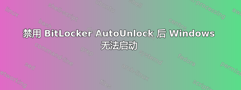 禁用 BitLocker AutoUnlock 后 Windows 无法启动