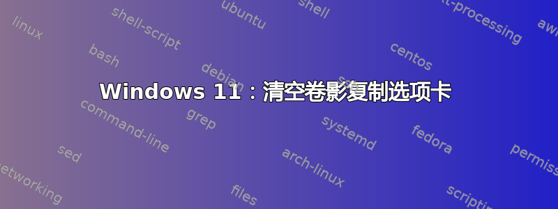 Windows 11：清空卷影复制选项卡