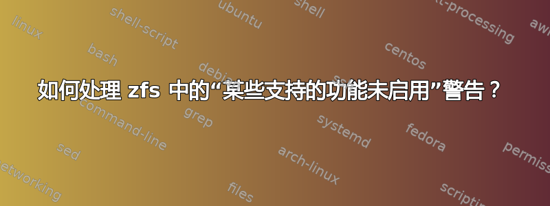 如何处理 zfs 中的“某些支持的功能未启用”警告？