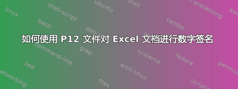 如何使用 P12 文件对 Excel 文档进行数字签名