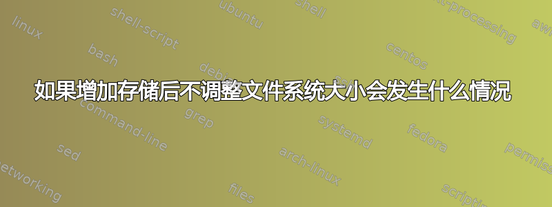 如果增加存储后不调整文件系统大小会发生什么情况