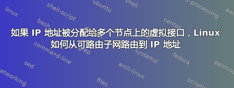 如果 IP 地址被分配给多个节点上的虚拟接口，Linux 如何从可路由子网路由到 IP 地址