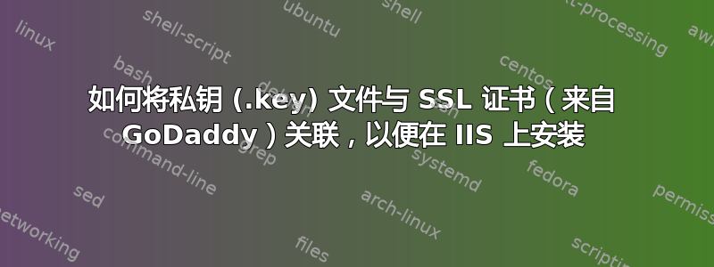 如何将私钥 (.key) 文件与 SSL 证书（来自 GoDaddy）关联，以便在 IIS 上安装