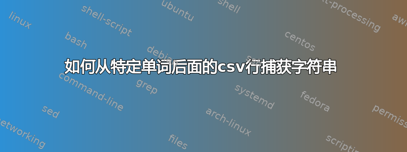 如何从特定单词后面的csv行捕获字符串