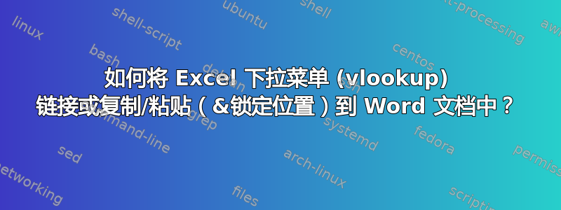 如何将 Excel 下拉菜单 (vlookup) 链接或复制/粘贴（&锁定位置）到 Word 文档中？