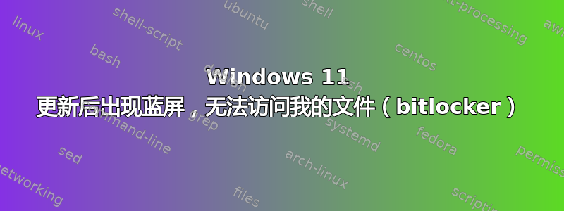 Windows 11 更新后出现蓝屏，无法访问我的文件（bitlocker）