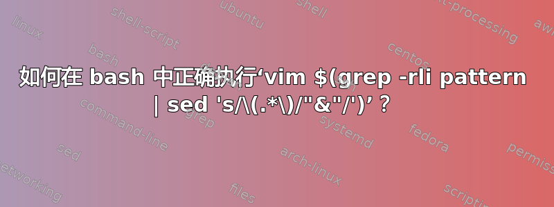 如何在 bash 中正确执行‘vim $(grep -rli pattern | sed 's/\(.*\)/"&"/')’？