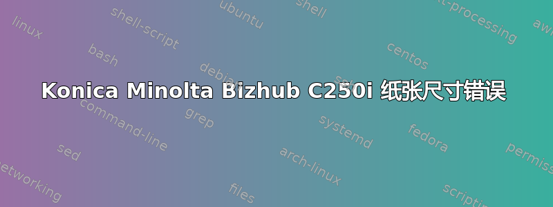 Konica Minolta Bizhub C250i 纸张尺寸错误