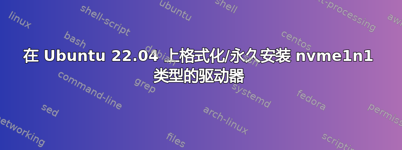 在 Ubuntu 22.04 上格式化/永久安装 nvme1n1 类型的驱动器