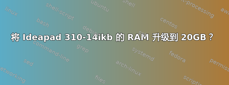 将 Ideapad 310-14ikb 的 RAM 升级到 20GB？