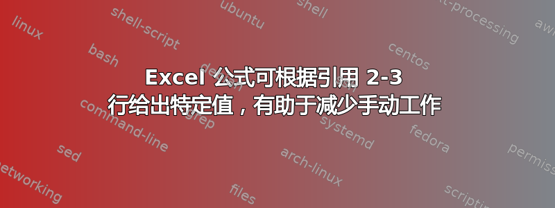 Excel 公式可根据引用 2-3 行给出特定值，有助于减少手动工作