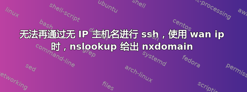 无法再通过无 IP 主机名进行 ssh，使用 wan ip 时，nslookup 给出 nxdomain