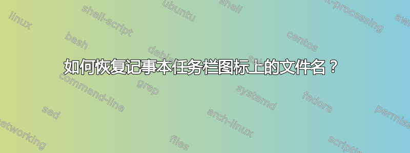 如何恢复记事本任务栏图标上的文件名？