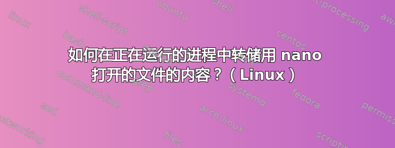 如何在正在运行的进程中转储用 nano 打开的文件的内容？（Linux）