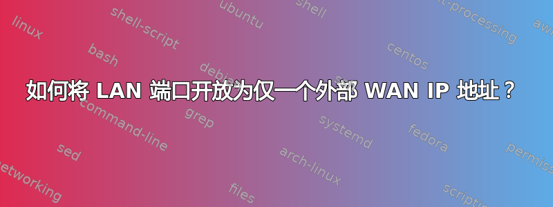 如何将 LAN 端口开放为仅一个外部 WAN IP 地址？