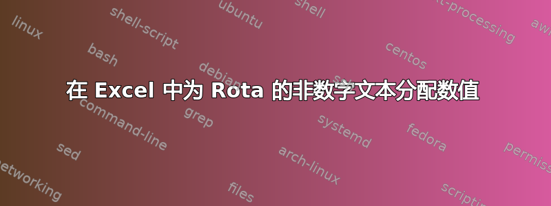 在 Excel 中为 Rota 的非数字文本分配数值