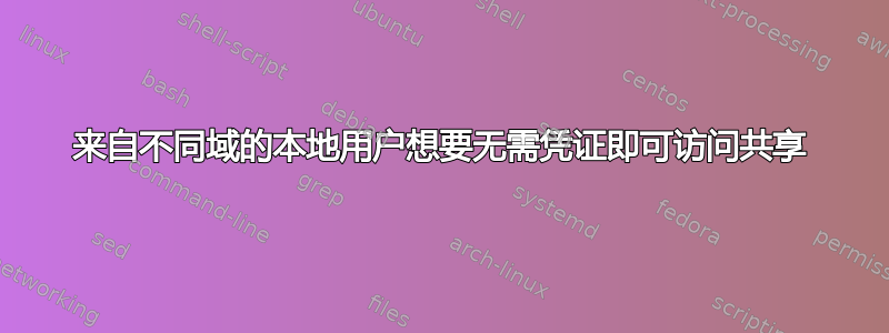 来自不同域的本地用户想要无需凭证即可访问共享