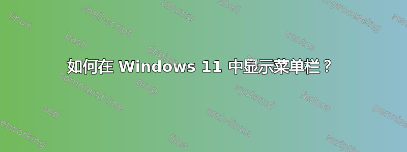 如何在 Windows 11 中显示菜单栏？