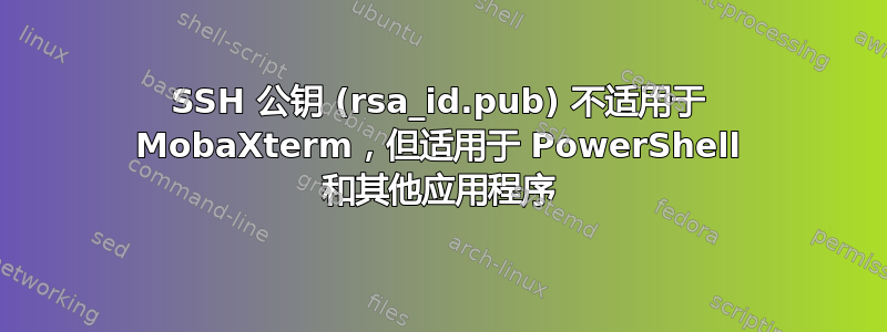 SSH 公钥 (rsa_id.pub) 不适用于 MobaXterm，但适用于 PowerShell 和其他应用程序