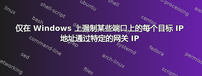 仅在 Windows 上强制某些端口上的每个目标 IP 地址通过特定的网关 IP