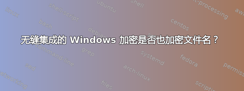 无缝集成的 Windows 加密是否也加密文件名？