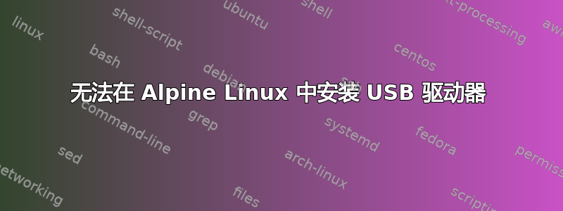 无法在 Alpine Linux 中安装 USB 驱动器