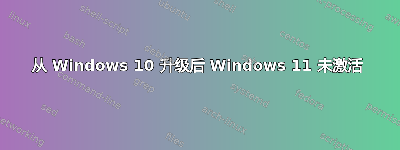 从 Windows 10 升级后 Windows 11 未激活