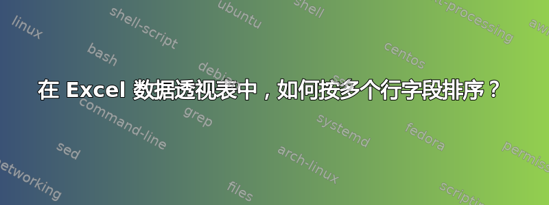 在 Excel 数据透视表中，如何按多个行字段排序？