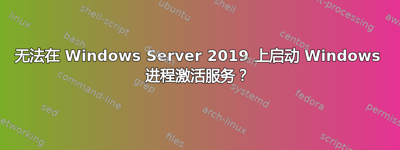 无法在 Windows Server 2019 上启动 Windows 进程激活服务？