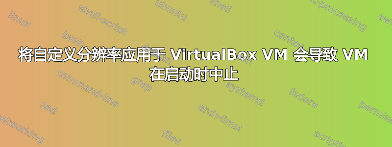 将自定义分辨率应用于 VirtualBox VM 会导致 VM 在启动时中止