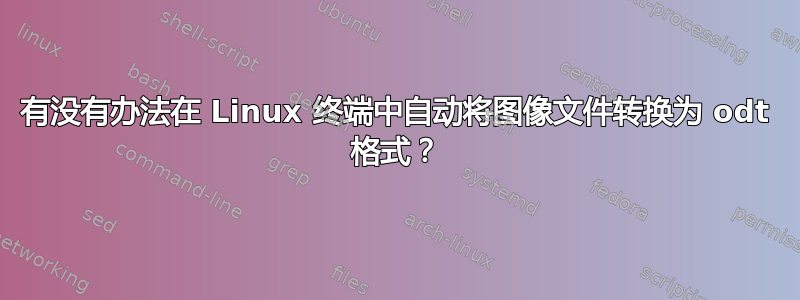 有没有办法在 Linux 终端中自动将图像文件转换为 odt 格式？