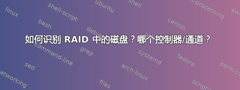 如何识别 RAID 中的磁盘？哪个控制器/通道？