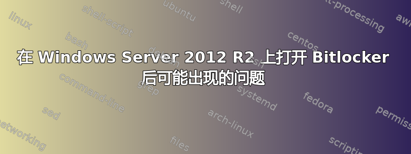 在 Windows Server 2012 R2 上打开 Bitlocker 后可能出现的问题