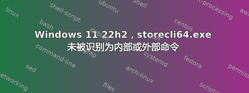 Windows 11 22h2，storecli64.exe 未被识别为内部或外部命令