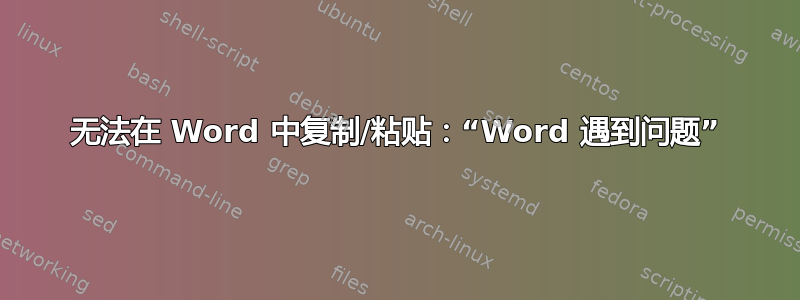 无法在 Word 中复制/粘贴：“Word 遇到问题”