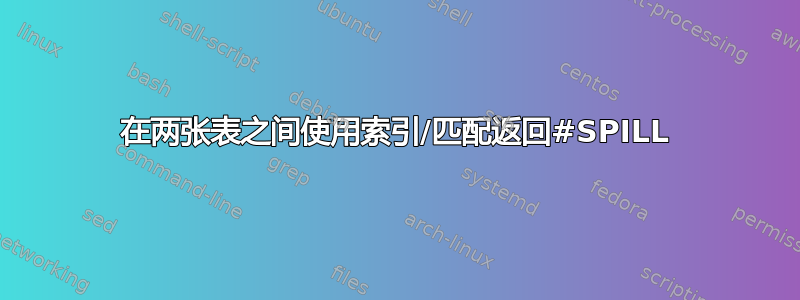 在两张表之间使用索引/匹配返回#SPILL