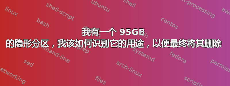 我有一个 95GB 的隐形分区，我该如何识别它的用途，以便最终将其删除