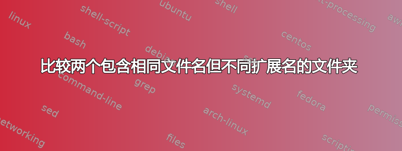 比较两个包含相同文件名但不同扩展名的文件夹