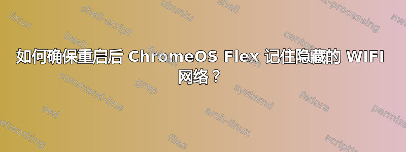 如何确保重启后 ChromeOS Flex 记住隐藏的 WIFI 网络？