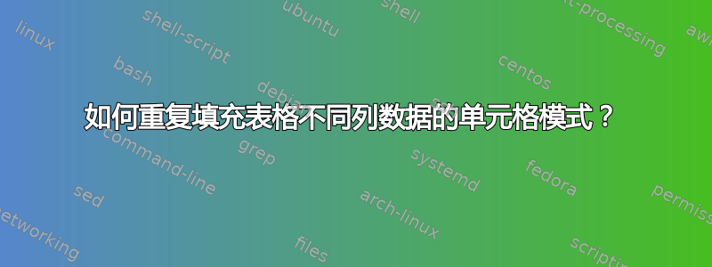 如何重复填充表格不同列数据的单元格模式？