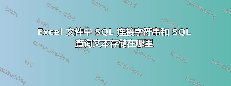 Excel 文件中 SQL 连接字符串和 SQL 查询文本存储在哪里