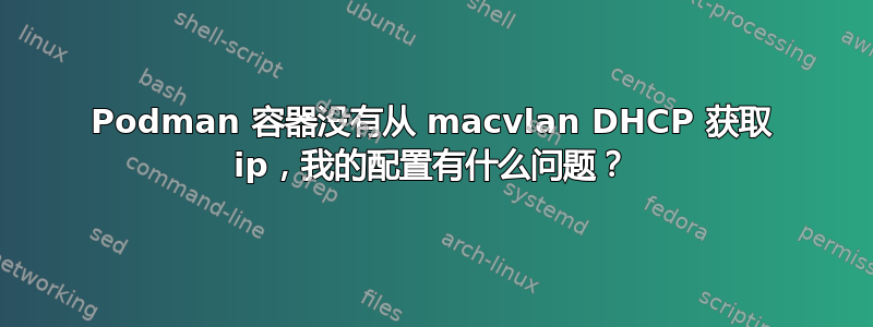 Podman 容器没有从 macvlan DHCP 获取 ip，我的配置有什么问题？