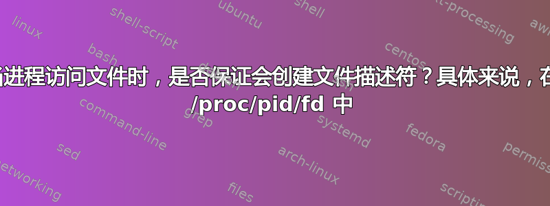 当进程访问文件时，是否保证会创建文件描述符？具体来说，在 /proc/pid/fd 中