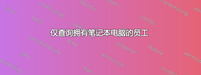 仅查询拥有笔记本电脑的员工