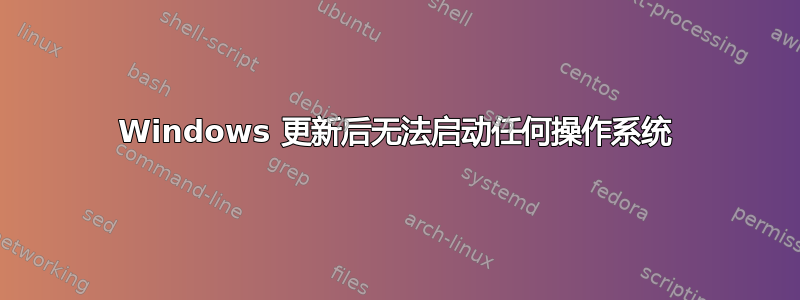 Windows 更新后无法启动任何操作系统