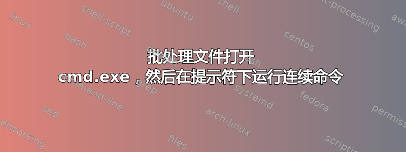 批处理文件打开 cmd.exe，然后在提示符下运行连续命令