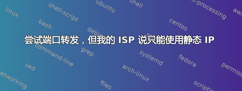 尝试端口转发，但我的 ISP 说只能使用静态 IP